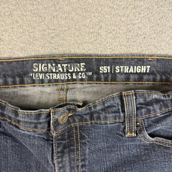 Levis S51 Signature Straight Leg Jeans Mens 40x32 Blue Dark Wash Comfort Stretch - Picture 4 of 8